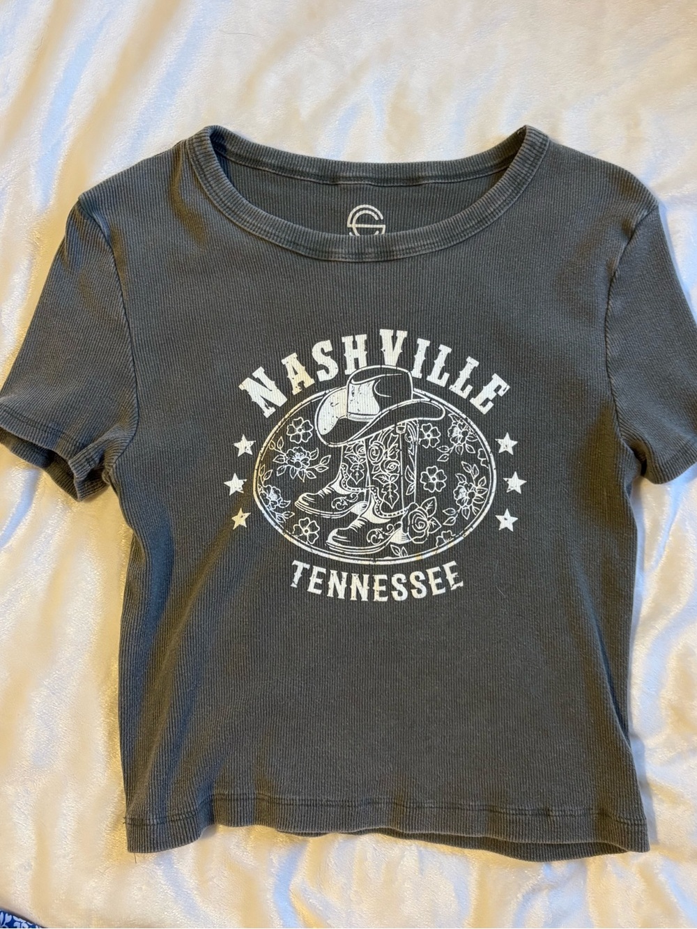Nashville Tennessee Graphic Crop Top - Dark Gray